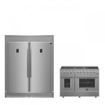 Forno Premium Stainless Steel Kitchen Package with 48" Dual Fuel Range and 56" Convertible Refrigerator/Freezer - FBDL-005-02CAUS