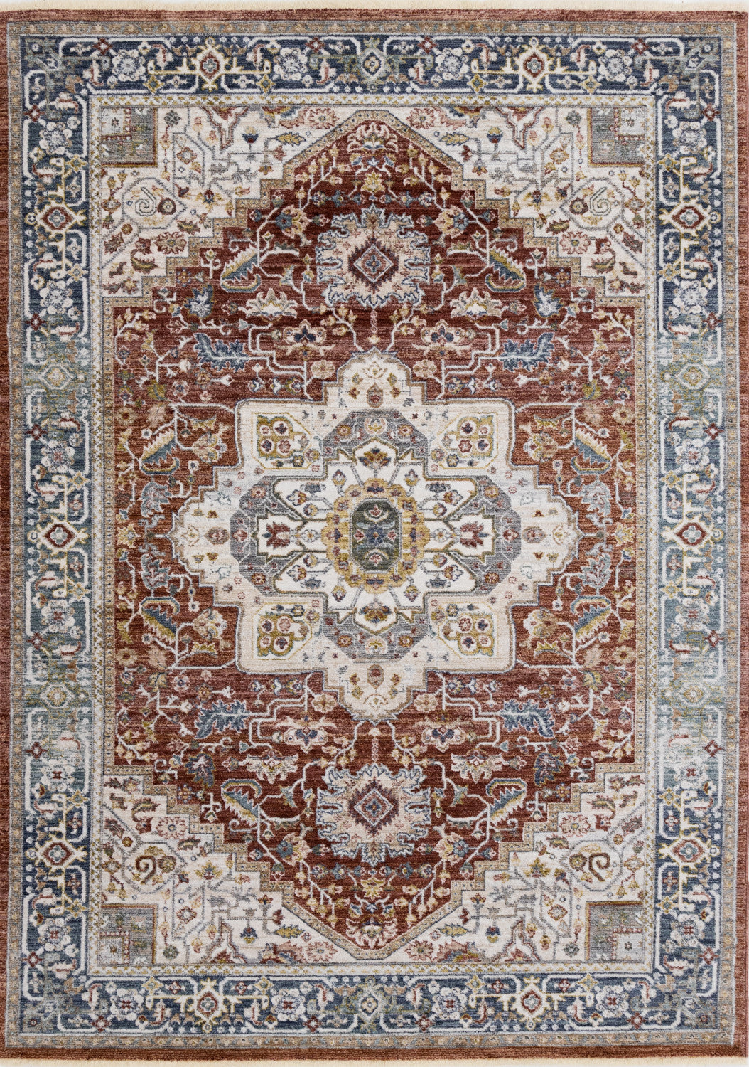Macie Traditional Area Rug - Red Cream - 5' X 8'