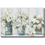 Softly Arranged Florals Art - White/Blue - 38 X 60