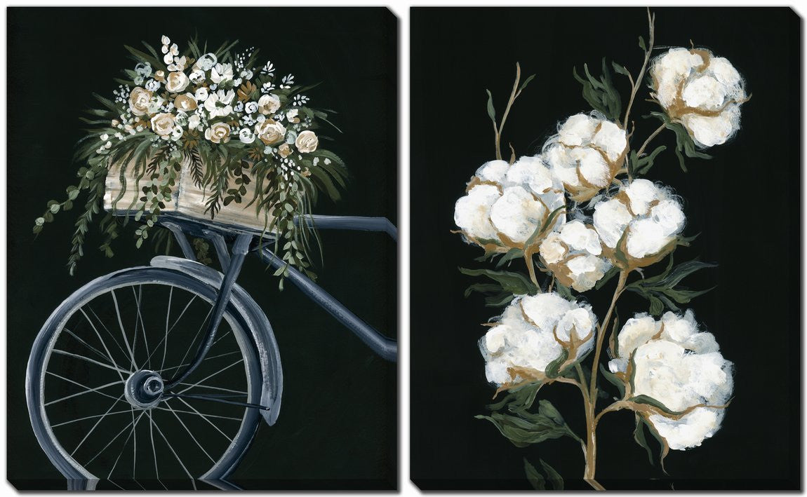 Cotton and Wheels Wall Art - Black/White - 16 X 20 - Set of Two