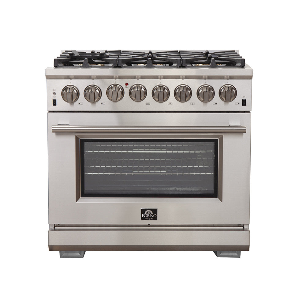 Forno Capriasca 36" Stainless Steel Dual Fuel Range with True Convection (5.36 Cu. Ft.) - FFSGS6187-36