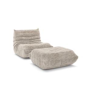 Dontae All Foam Armless Chair and Ottoman - Beige