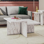 Brielle Two-Tiered Coffee Table - Faux White Marble