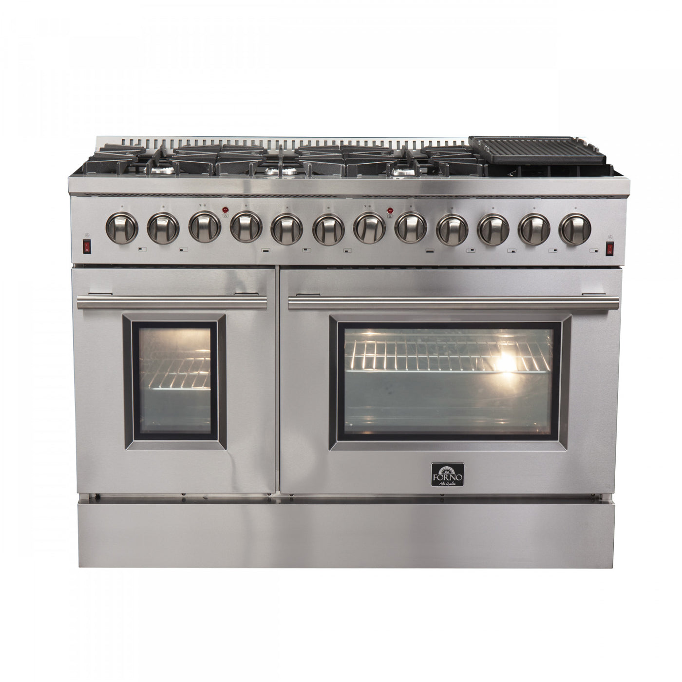 Forno Galiano 48" Stainless Steel Freestanding Dual Fuel Double Oven Range (6.58 Cu. Ft.) - FFSGS6156-48