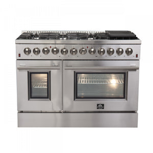 Forno Galiano 48" Stainless Steel Freestanding Dual Fuel Double Oven Range with True Convection (6.58 Cu. Ft.) - FFSGS6156-48