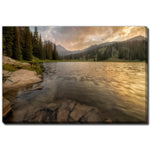 Mountain Lake Serenity Wall Art - Green/Beige - 22 X 28