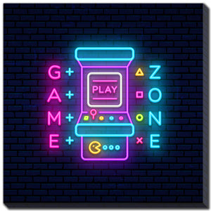 Game Zone Wall Art - Blue/Purple - 38 X 38
