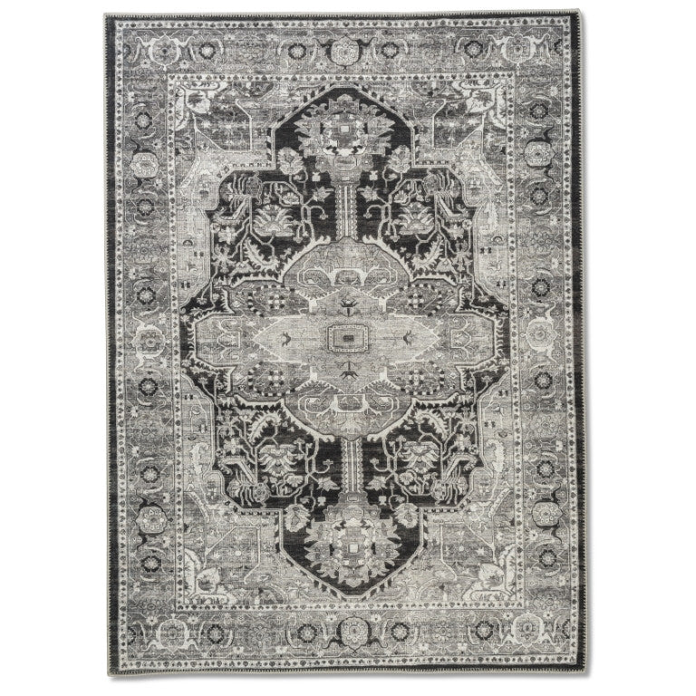 Aura Traditional Rug - 5' x 7' - Black /White