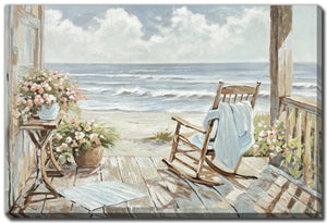 Rocking by the Sea Wall Art - Blue/Beige - 30 X 45