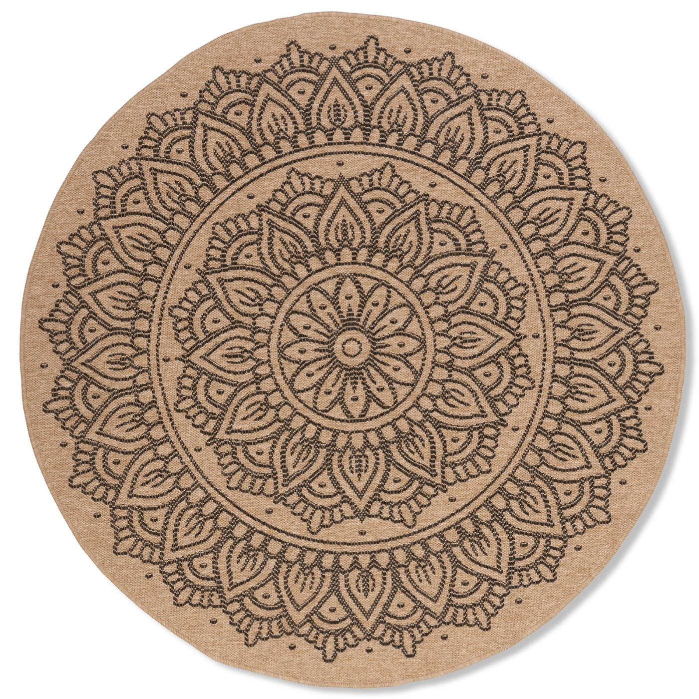 Avanos Medallion Indoor/Outdoor Rug - 6ft Round - Beige/Black