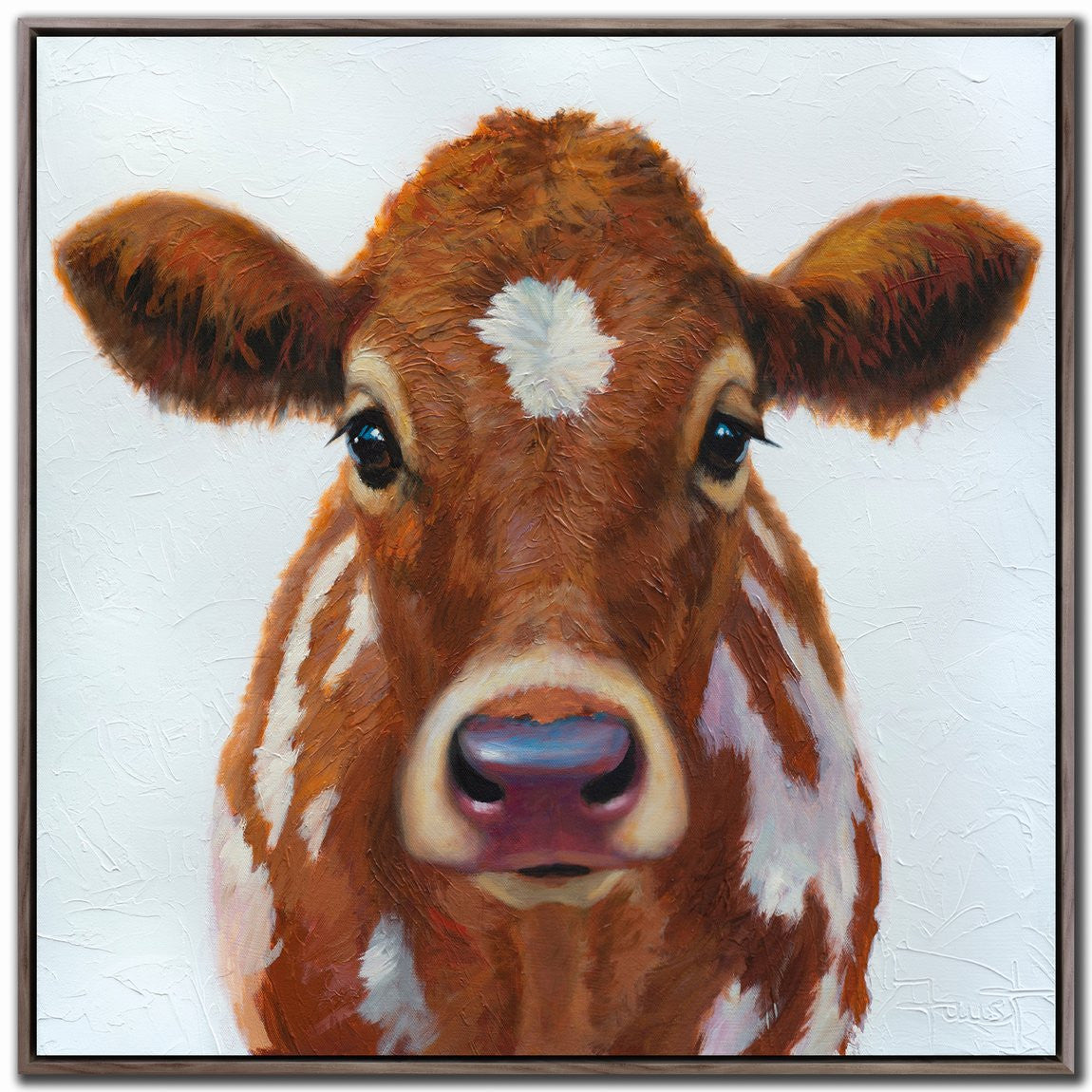 Spotted Cow Portrait Wall Art - Brown - 24 X 24