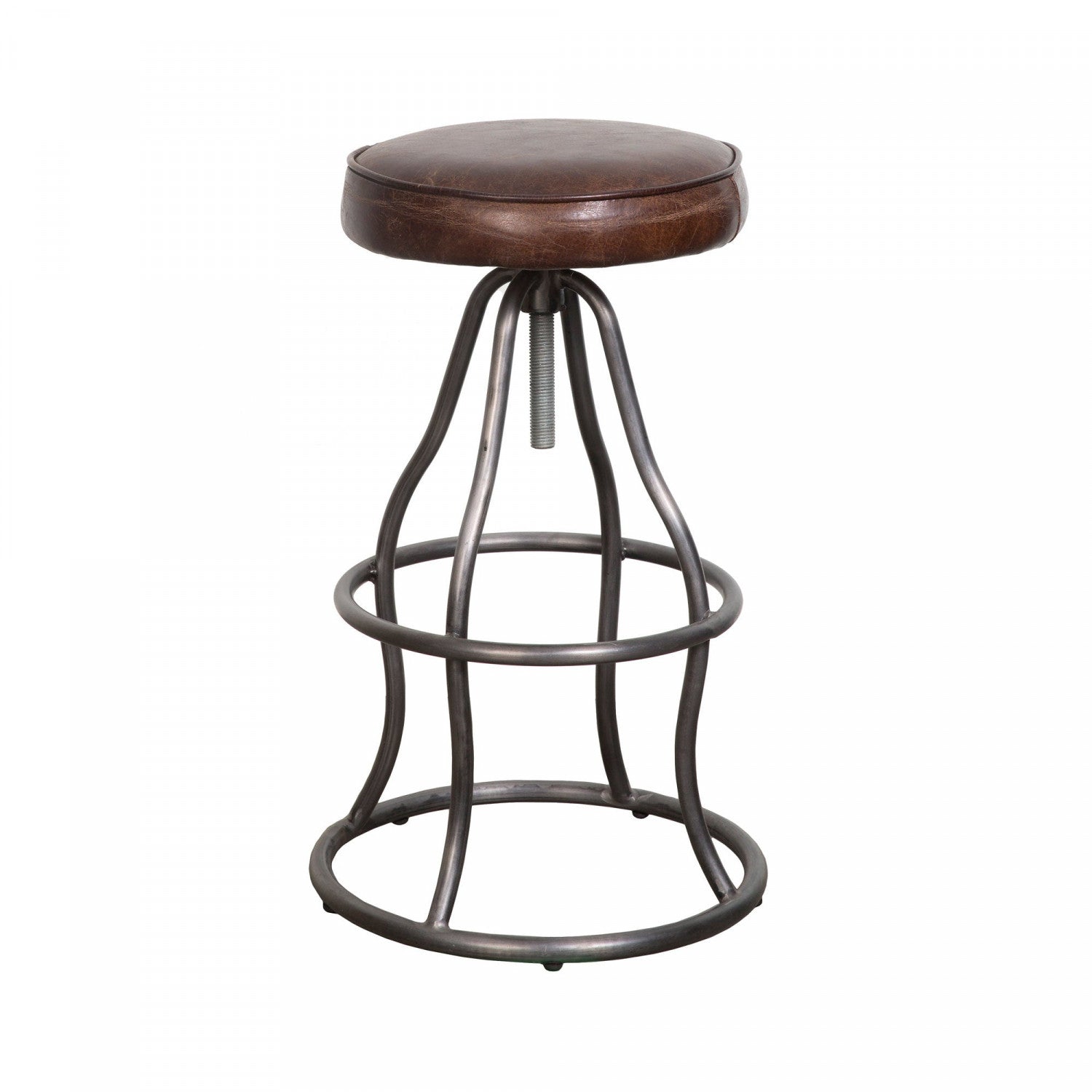Maloe Leather Bar Stool - Vintage Brown