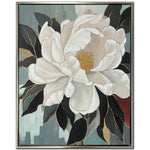 Petal Poise II Wall Art - White/Teal - 40 X 32