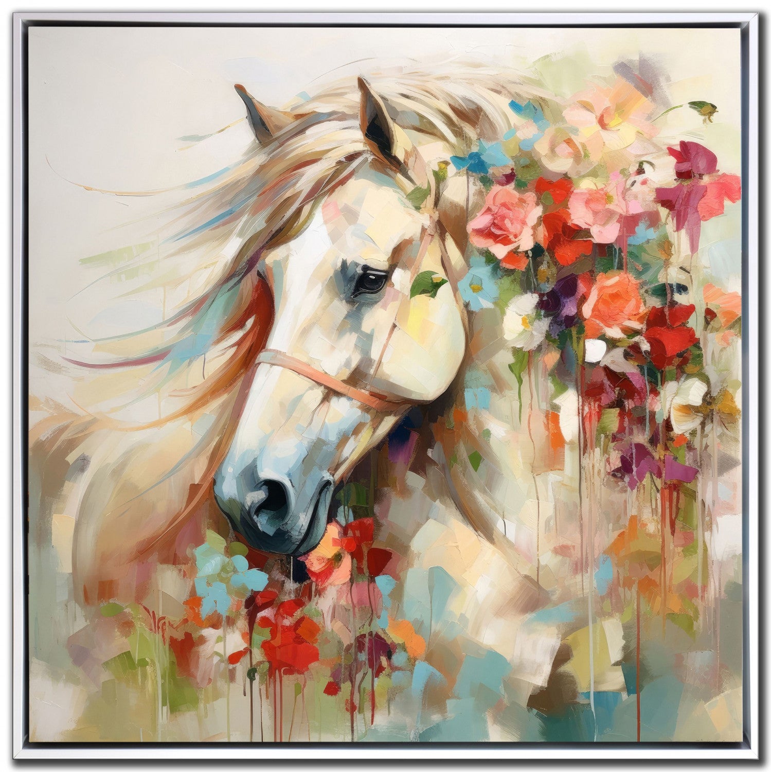 Equine Bloom Wall Art - Multi-Colour - 32 X 32