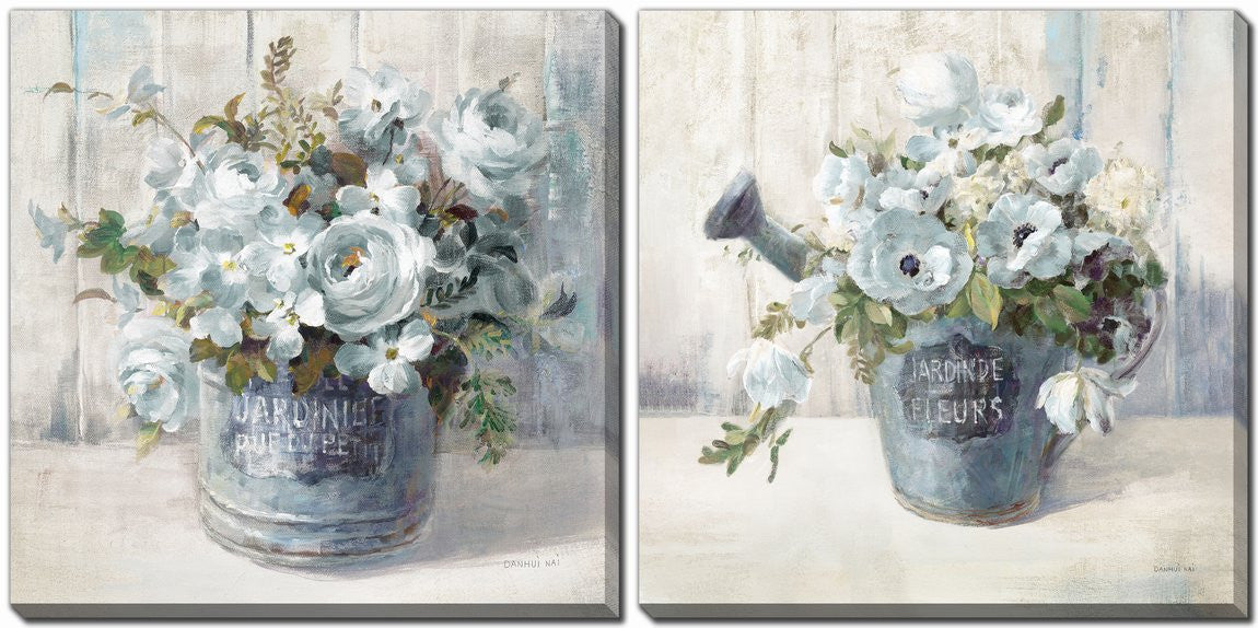 Garden Gatherings Wall Art - Blue/White - 16 X 16 - Set of Two