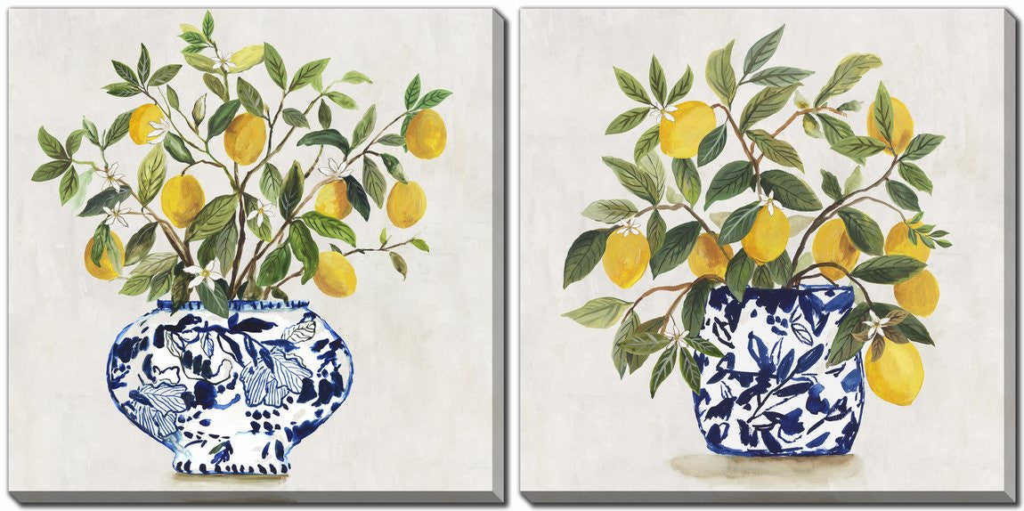 Lemon Grove Wall Art - Multi-Colour - 16 X 16 - Set of Two