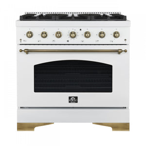 Forno Antico 36" White Freestanding Gas Range (4.5 Cu. Ft.) - FFSGS6219-36WHT