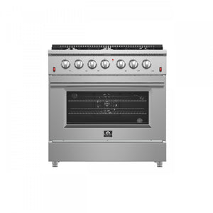 Forno Galiano 36" Stainless Steel Freestanding Gas Range (5.36 Cu. Ft.) - FFSGS6244-36