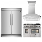 Forno Premium Stainless Steel Kitchen Package with 48" Dual Fuel Range, 2 28" Convertible Refrigerator/Freezer and 48" Range Hood - FBDL-017-04CAUS