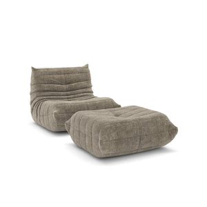 Dontae All Foam Armless Chair and Ottoman - Taupe