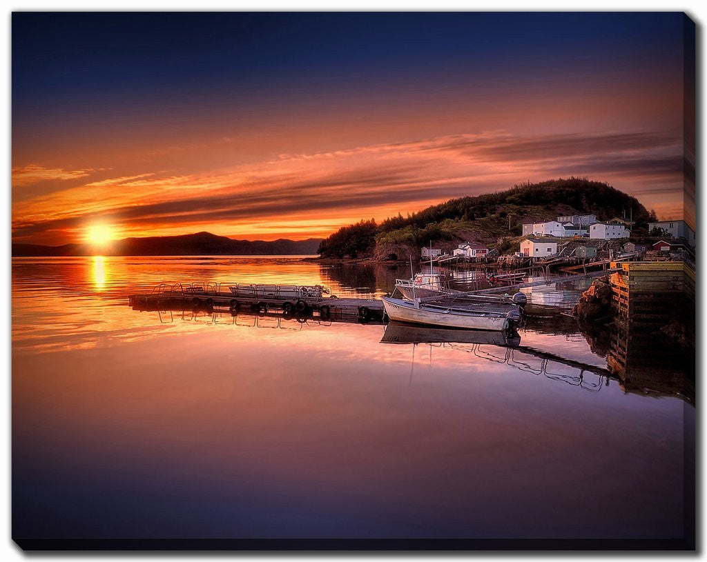 Sunset at the Wharf Wall Art - Orange - 22 X 28