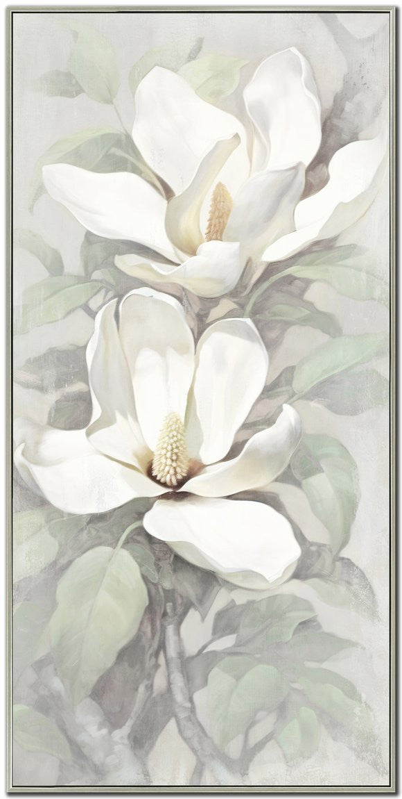 Calming Magnolia I Art - White/Grey - 48 X 24