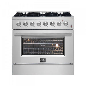 Forno Marco 36" Stainless Steel Dual Fuel Range with True Convection (5.36 Cu. Ft.) - FFSGS6197-36