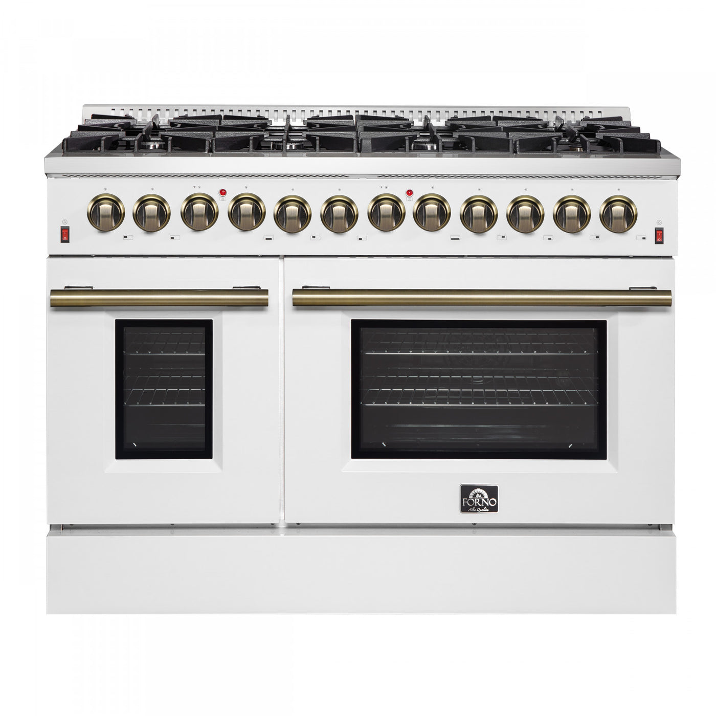 Forno Galiano 48" White Freestanding Dual Fuel Double Oven Range (6.58 Cu. Ft.) - FFSGS6156-48WHT