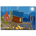 Moonlit Village Wall Art - Multi-Colour - 38 X 60