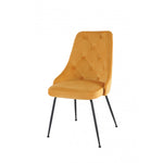 Peacock Velvet Dining Chair - Mustard Yellow/Black - Set of Two