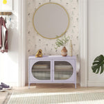 Luna Wide 2-Door Accent Cabinet with Fluted Glass - Lilac