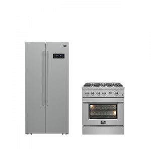 Forno Premium Stainless Steel Kitchen Package with Side-by-Side Refrigerator and Gas Range - FBDL-021-01CAUS