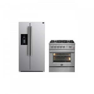 Forno Premium Stainless Steel Kitchen Package with Side-by-Side Refrigerator and Gas Range - FBDL-020-03-CAUS