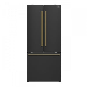 Forno Gallipoli Black French Door Refrigerator with Ice Maker (17.5 Cu. Ft.) - FFFFD1974-31BLK