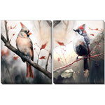 Cardinals Wall Art - Red/Neutral - 16 X 20 - Set of Two