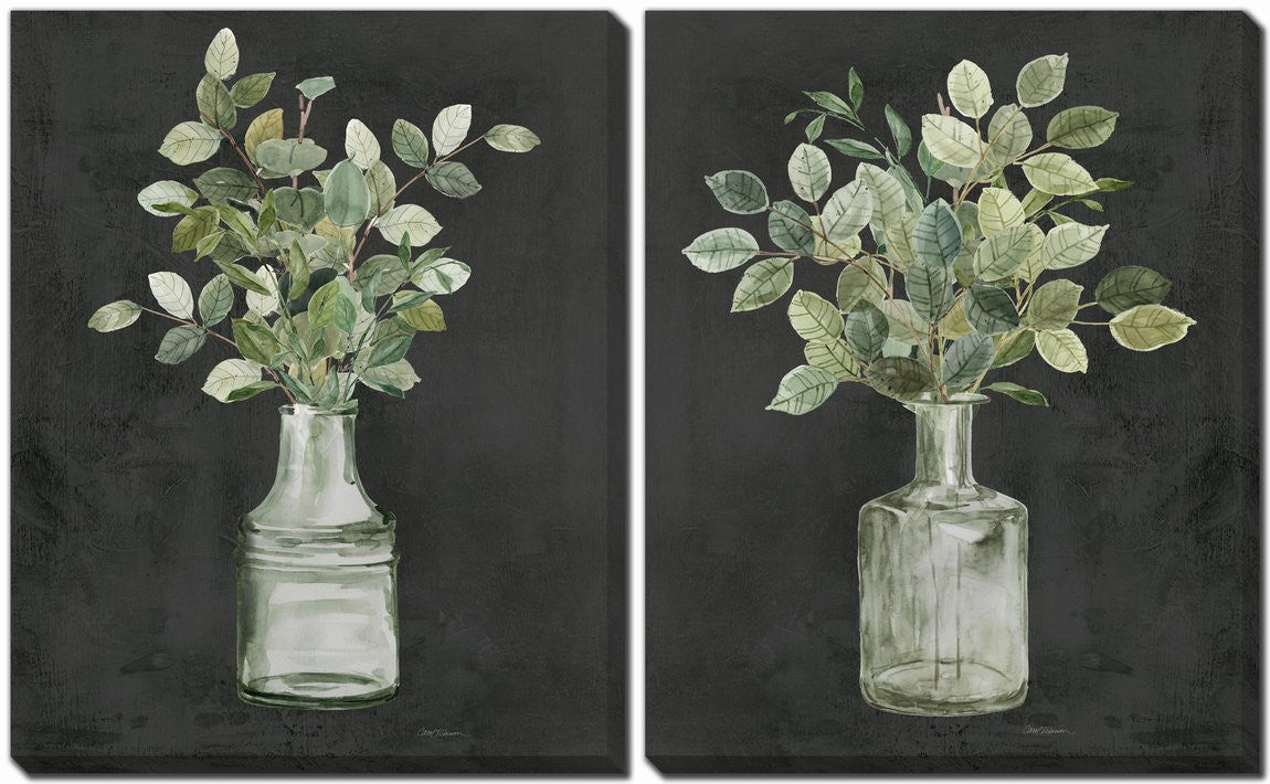 Botanical Still Life Wall Art - Charcoal - 16 X 20 - Set of Two