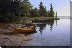 Canoe in the Calm Wall Art - Blue/Green - 16 X 20