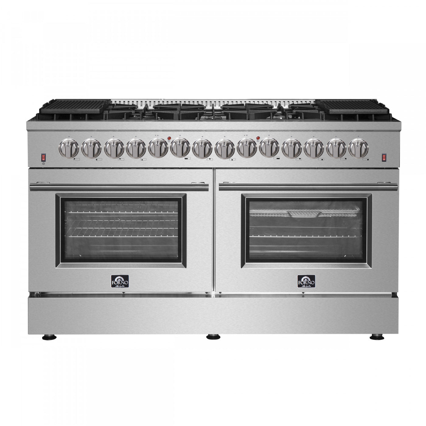 Forno Galiano 60" Stainless Steel Freestanding Dual Fuel Double Oven Range With True Convection (8.64 Cu. Ft.) - FFSGS6156-60