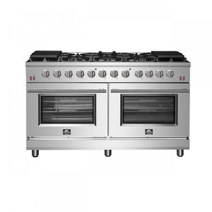 Forno Massimo 60" Stainless Steel Freestanding Double Oven Gas Range with Air Fry (8.64 Cu. Ft.) - FFSGS6239-60