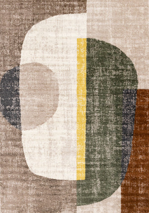 Maui Modern Geometric Area Rug - Grey Green Yellow - 5' X 8'