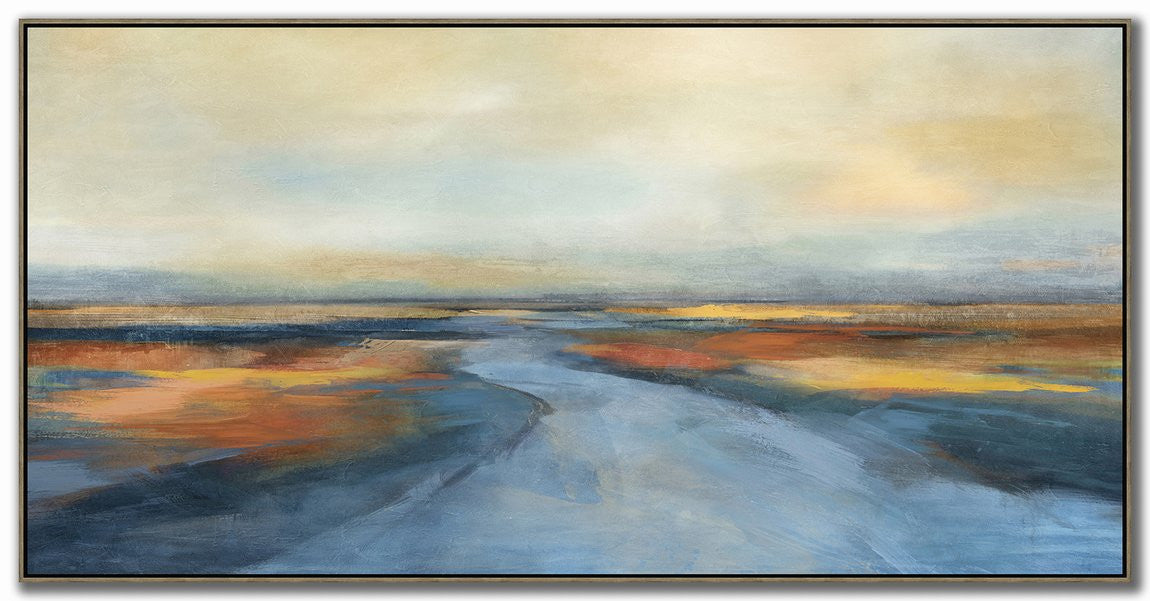 Golden Wanders Wall Art - Blue/Orange - 28 X 56