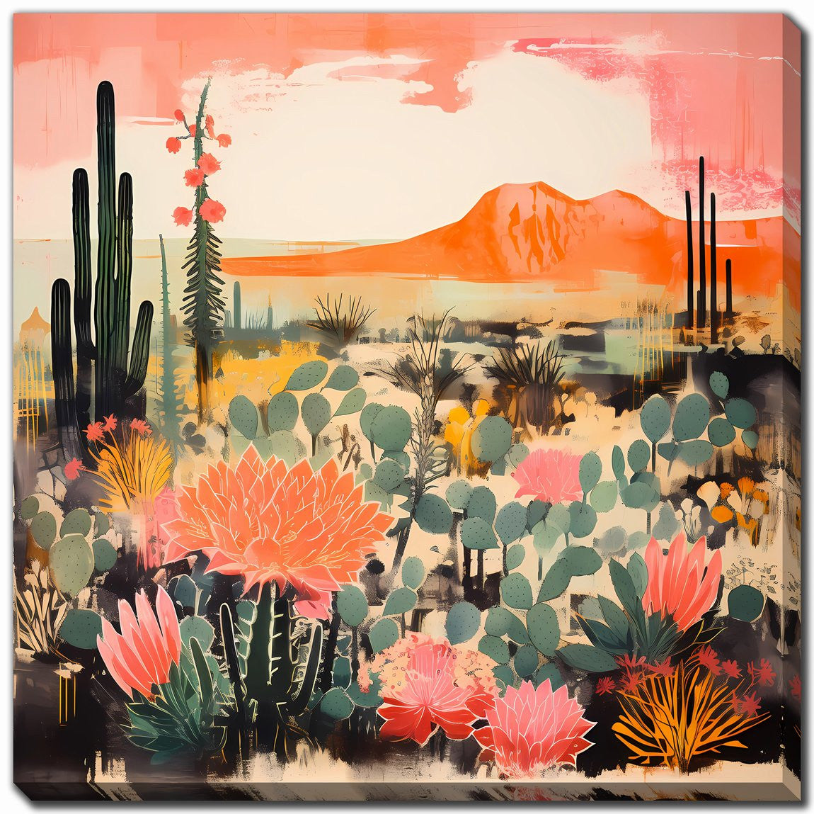 Cactus Garden I Wall Art - Multi-Colour - 18 X 18