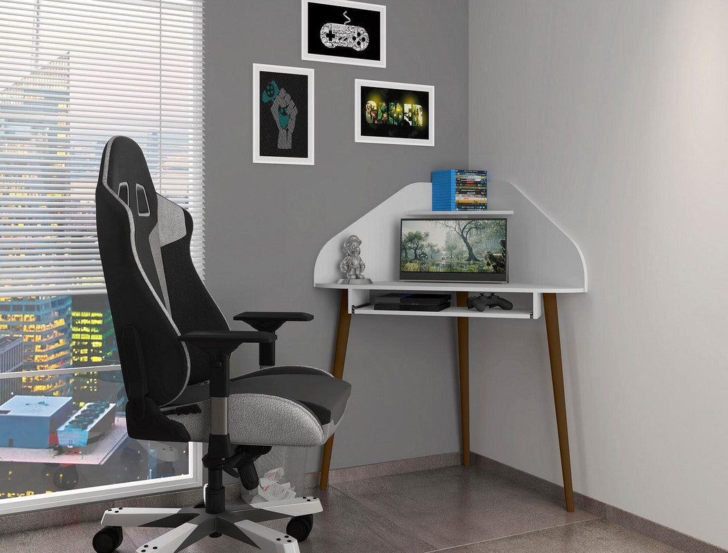 Gatutca Cubicle Section Desk with Keyboard Shelf Set of 2 - White