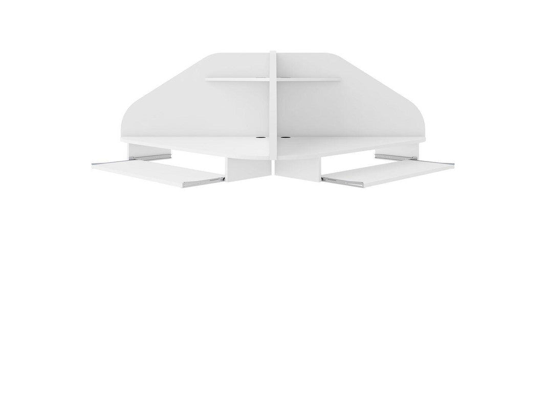 Gatutca Cubicle Section Desk with Keyboard Shelf Set of 2 - White