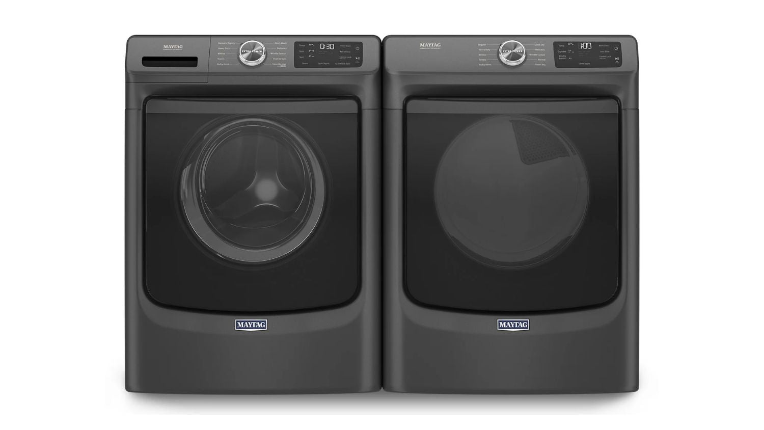 Maytag Volcano Black Front-Load Washer (5.2 cu. ft.) & Gas Dryer (7.3 cu. ft.) - MHW5630MBK/MGD5630MBK