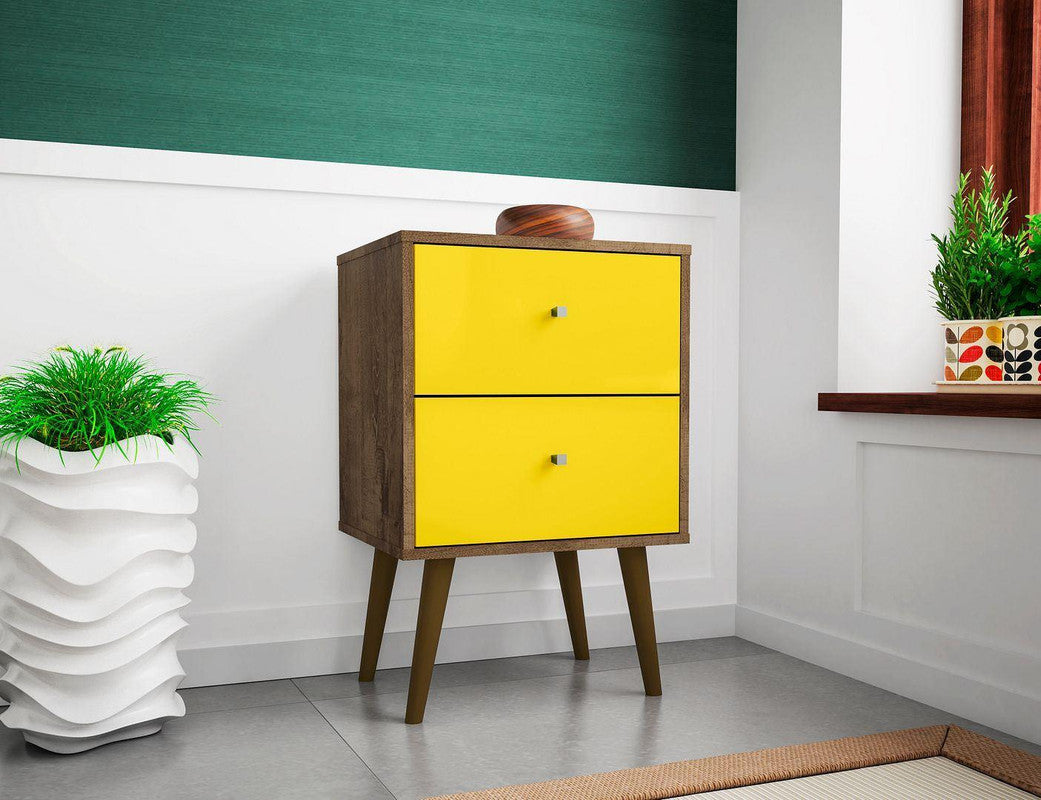 Lekedi II Night Table - Rustic Brown/Yellow