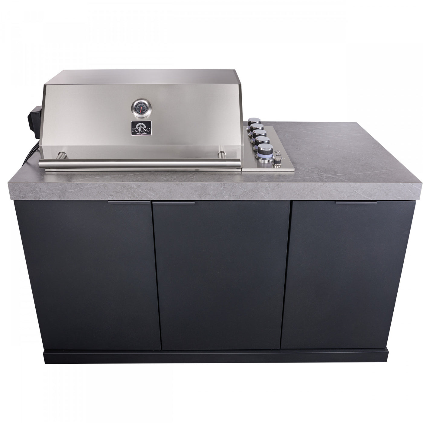 Forno Rimini Gray Countertop Outdoor Kitchen with 30" 62,600 BTU BBQ and Beverage Centre - FODKT2544BLK