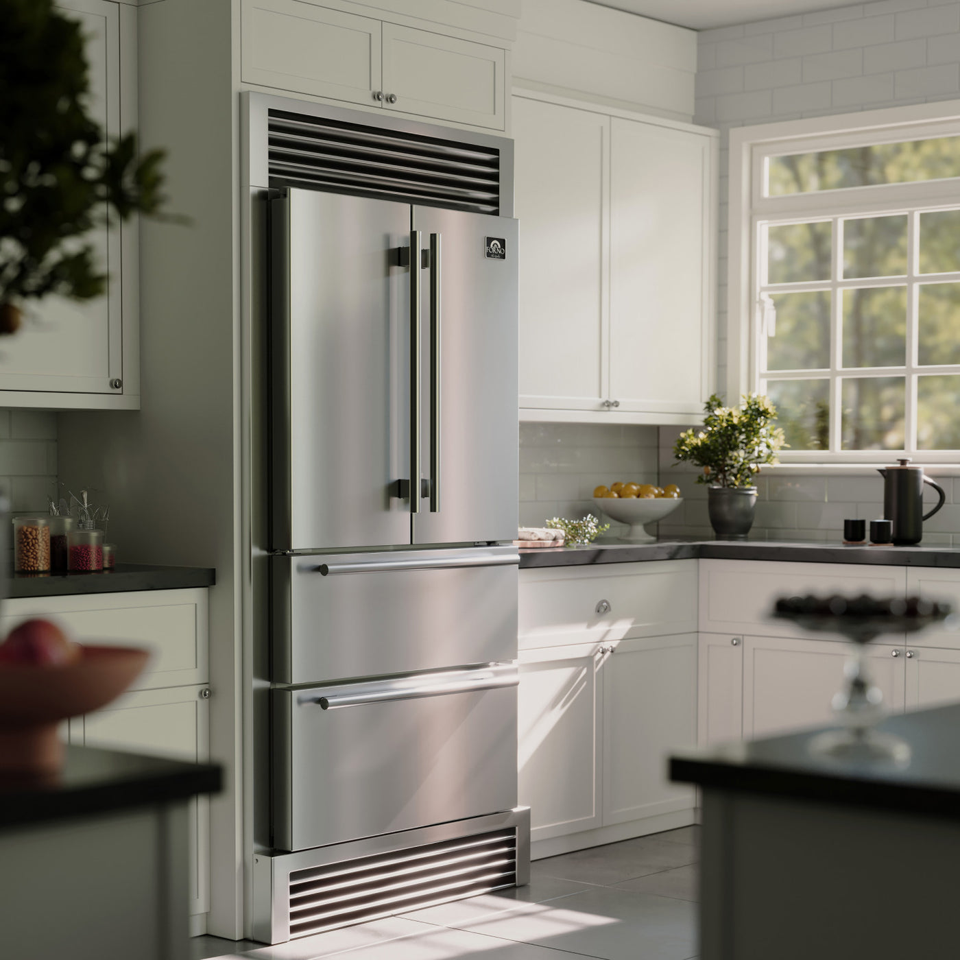 Forno Moena Stainless Steel 40" Built-In French Door Refrigerator (19.2 Cu. Ft.) - FFRBI1820-40SG