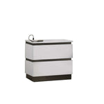 Allister Night Table - White, Gunmetal Grey