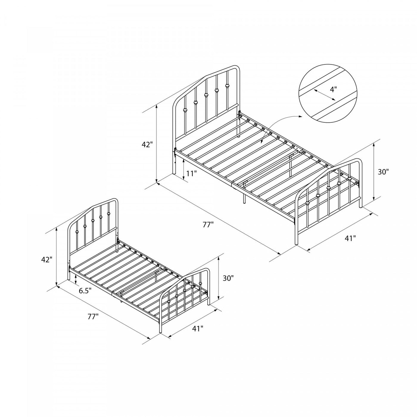 Novogratz Bushwick Metal Platform Twin Bed - Black